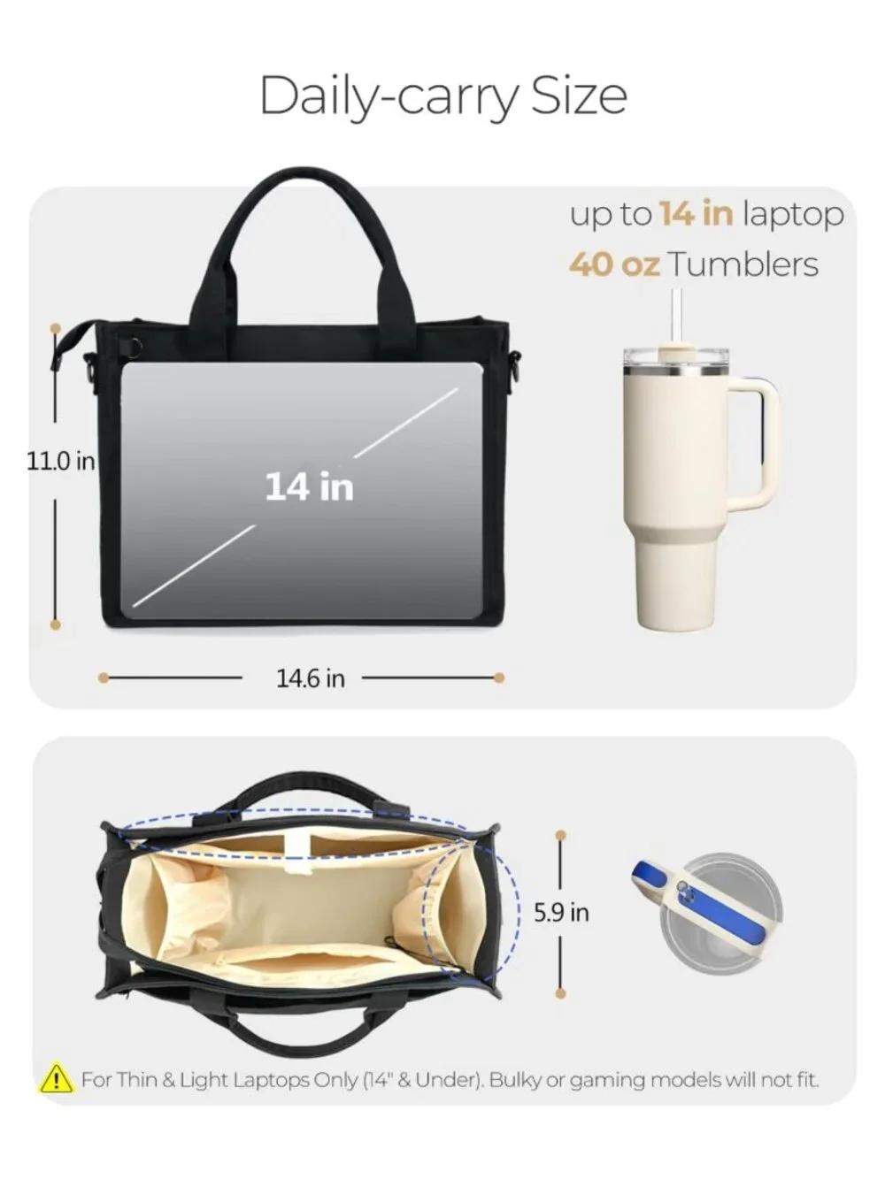 Aosbos Canvas Tote Bag with Zipper 14